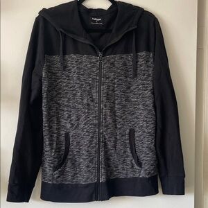 Express Marled Black and Gray Zip-Up Sweater-Large